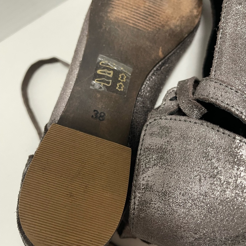 Free People Atlas Lace up Metallic Leather MaryJanes Women's Ballet Flats size 7 - Picture 8 of 8